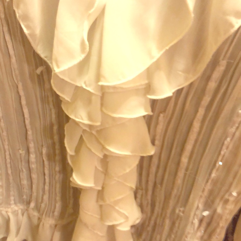 Vintage ruffled ivory sheer blouse